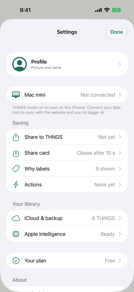 Settings with iCloud & backup